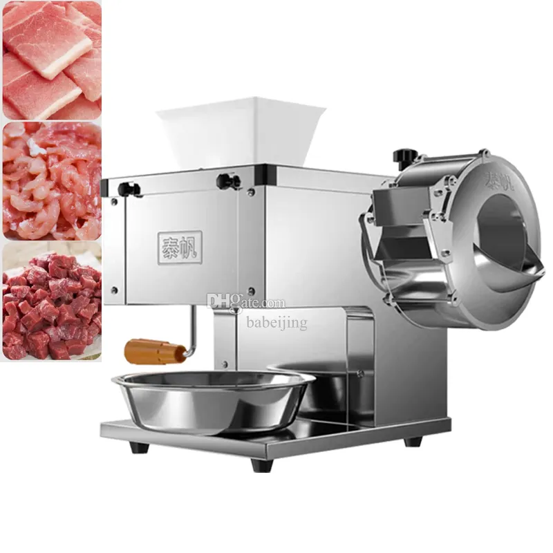 850W Meat Cutter Fast Meat Slicer Electric Commercial Vegetable Slicer Shred Automatic Dicing Machine rostfritt stål Kurstycken