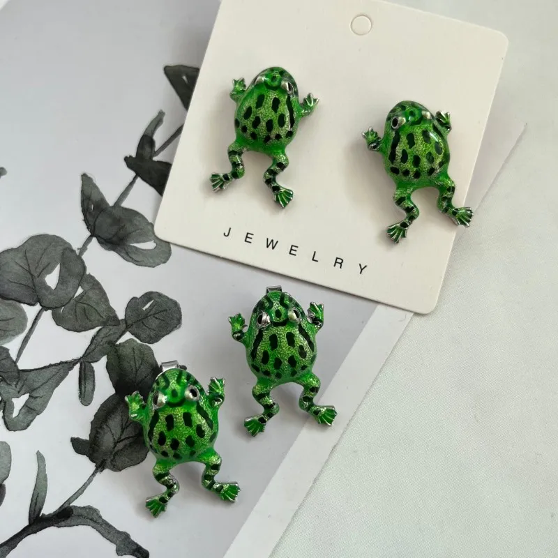 European and American Style New Frog Earrings Female Cross border Personalized Cute Animal Earrings Retro Ear Clips Without Ear Holes 00001811