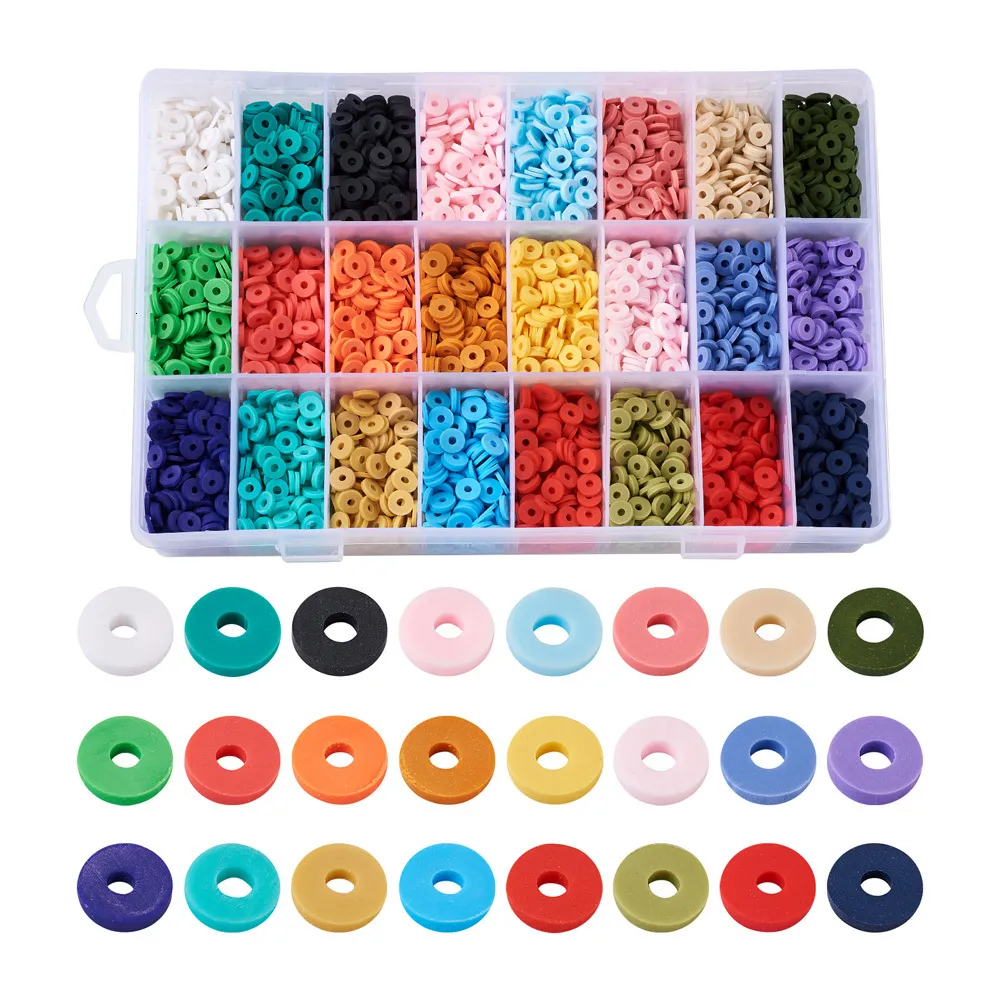 Acrylic Plastic Lucite 4800~5280pcs/Box 6mm Flat Round Polymer Clay Beads Chip Disk Loose Spacer Handmade Heishi Beads for DIY Jewelry Making Bracelet 230809