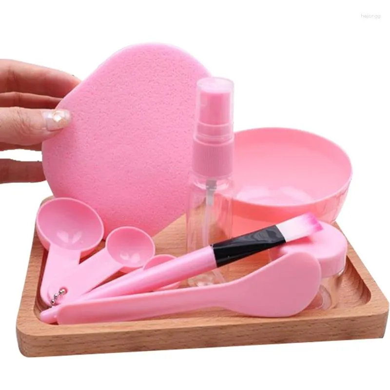 Bouteilles de stockage 9Pc Silicone masque facial mélange bol ensemble bricolage trousse à outils avec brosse cuillère bâton bouteille éponge applicateur maison