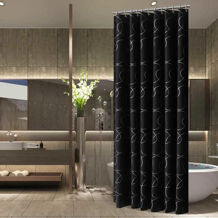 Portaspazzolini Tende da doccia moderne Fiori geometrici Tenda da bagno per cartoni animati Cortina Poliestere impermeabile per bagno con 12 ganci in plastica 230809