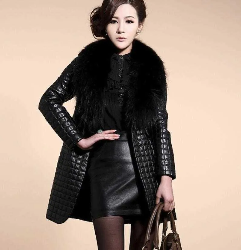 Chaqueta De Piel Sintética Para Mujer - Abrigo Invierno Cálido, Cuello Alto, Elegante Y Cómoda