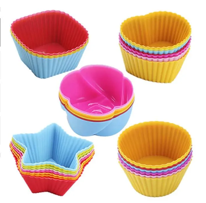 24 Moules à Cupcakes En Silicone - Réutilisables, Antiadhésifs - 4 Couleurs - 7 Cm De Diamètre