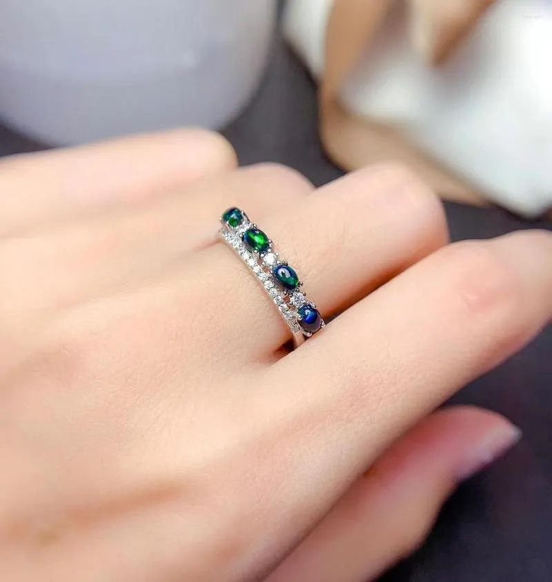 Pierścienie klastra 2023 Projekt czarny pierścień opal do codziennego zużycia 3 mm 4 mm naturalny srebrny biżuteria 925