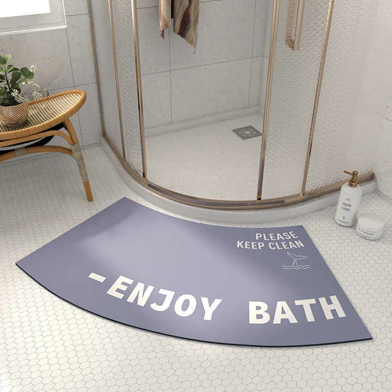 Tapis de bain en forme d'éventail anti-dérapant entrer tapis de salle de douche paillasson de toilette tapis de sol latéral de baignoire tapis de bain absorbant l'eau HKD230809