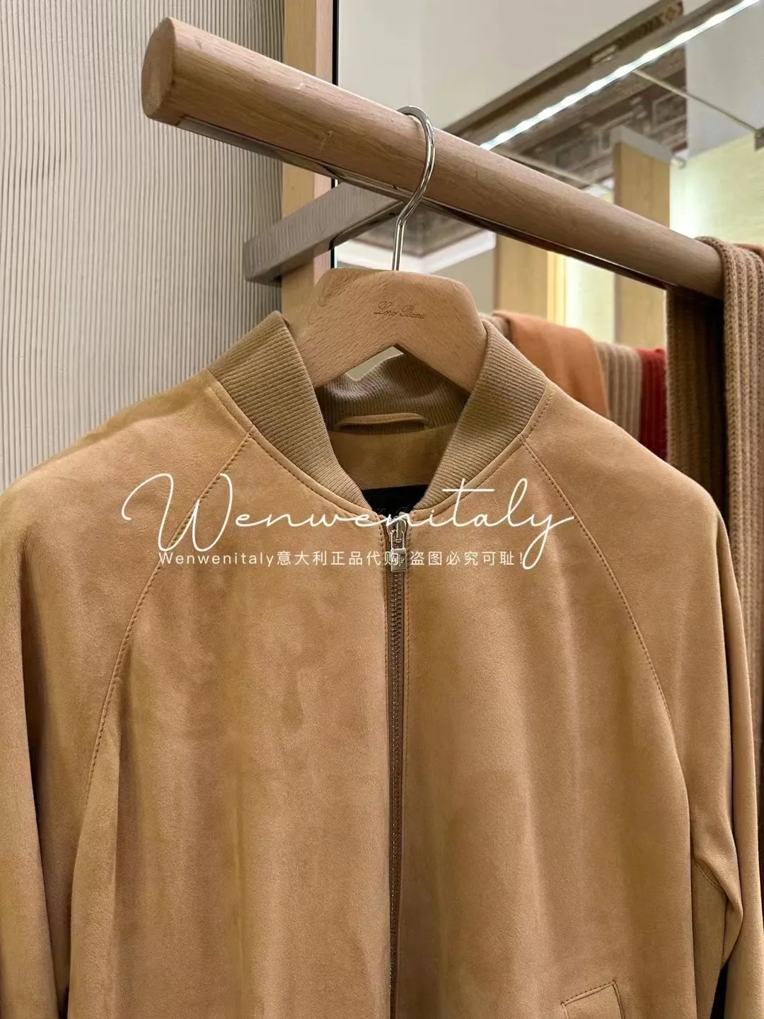 Mensjackor Autumn och Winter Loro Piana Camel Suede Bomber