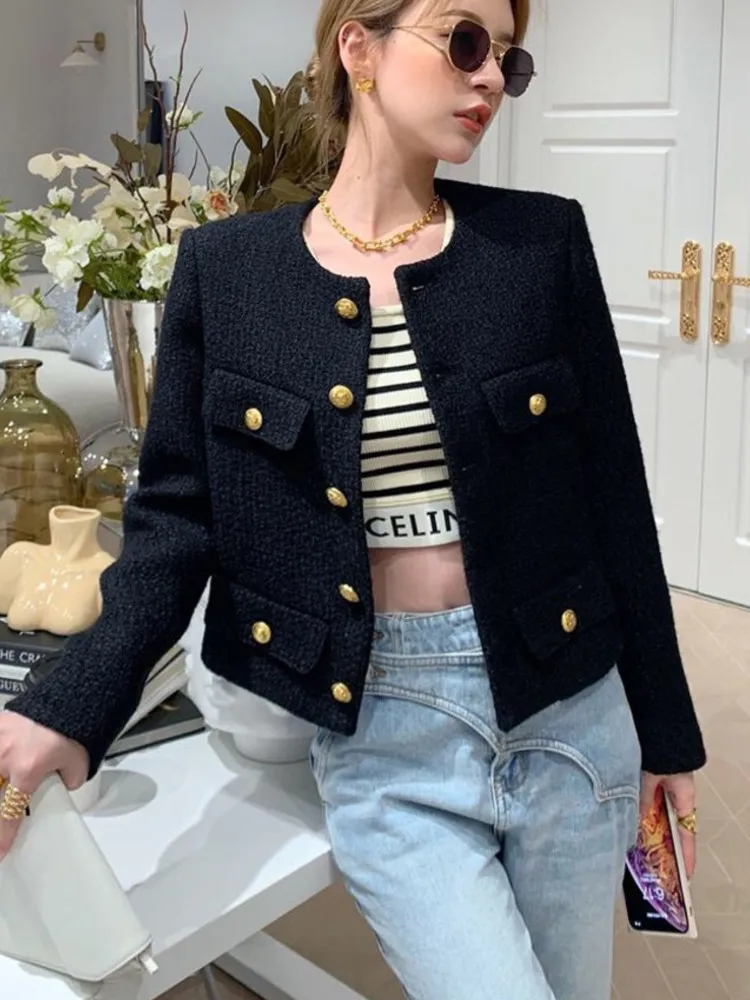 Womens Jackets Autumn Winter Small Fragrant Tweed Jacket Coat Women Vintage Woolen Short Coats Streetwear Elegant Casual Slim Outwear Crop Top 230808 From 24 15 DHgate
