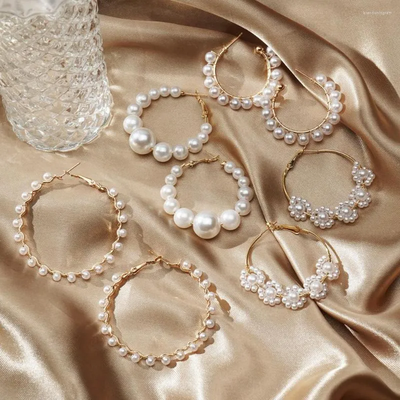 Creolen Perle Großer Kreis Für Frauen Koreanische Mode Geometrische Herz Runde Legierung Trend Hochzeit Schmuck Geschenke