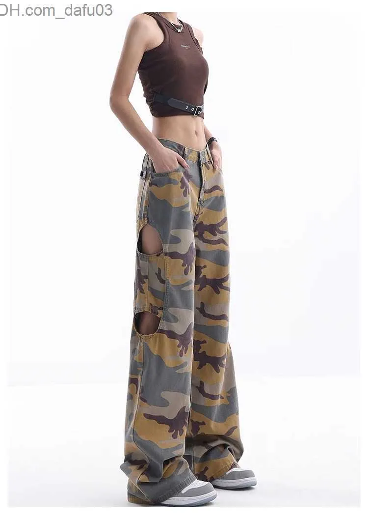 Korean Style High Waist Camo Jeans With Wide Leg And Y2K Print For Women Straight Fit Retro Style Full Length Denim Camouflage Trousers Women Z230809 From Dafu03 15.57 DHgate.Com
