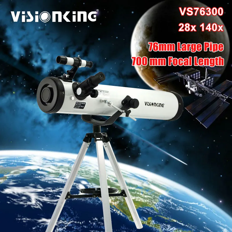 VisionKing 76/700mm Reflector Professionele astronomie Telescope 3 inch metaal Newtonian Astronomical For Planet Moon Sky Jupiter Observation Telescope