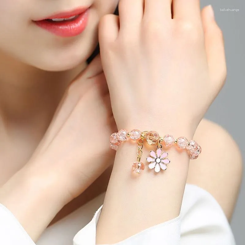 Strand 2023 Zomer Vrouwen Zoete Zonnebloem Kristallen Kettingen Mode Meisje Vrienden Student Daisy Kralen Armbanden Charm Y2k Esthetische Sieraden