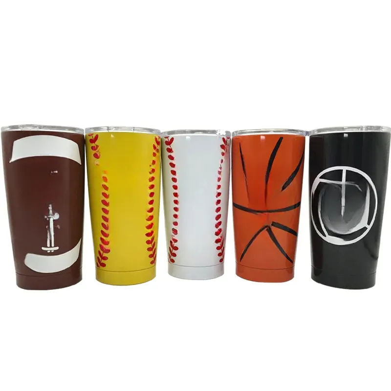 Stainless Steel Baseball Tumbler Mugs 600ML Softball Metal Cup Travel Car Water Bottle Vacuum Insulated Cups