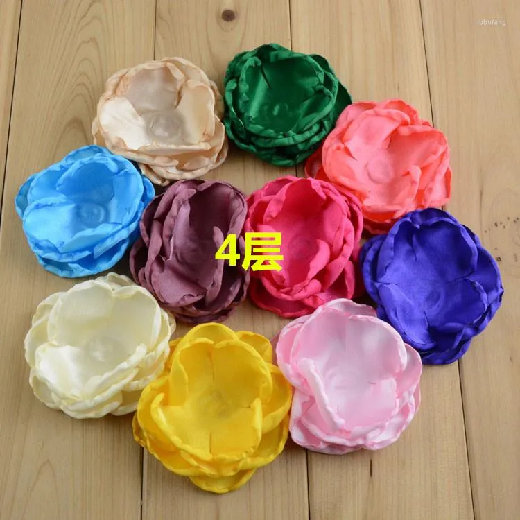 Dekorativa blommor 40st/parti 8 cm Chiffon Flower Fabric Rose Hair For Headband Craft Accessories LSFB061