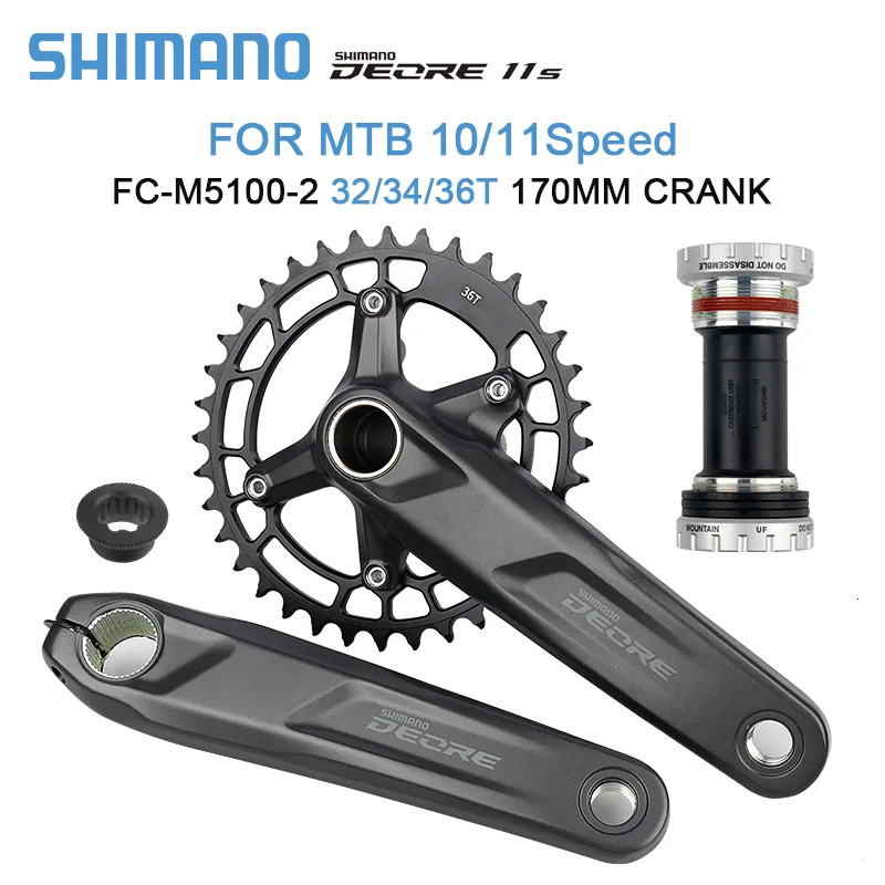 Велосипедные наборы оригинал Shimano Deore FC M5100 Crankset 1x11 Speed ​​MTB 3436T Crank Wuzei Chainring BB MT501MT500BB52 для святого 230808