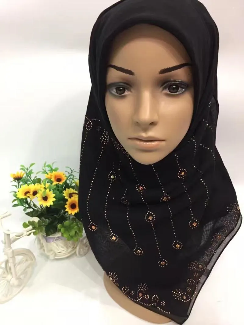 Szaliki (12 sztuk/działka) 2023 Design Rhinestones Square Scalf Scalf Women Hijab Szalę ML0119