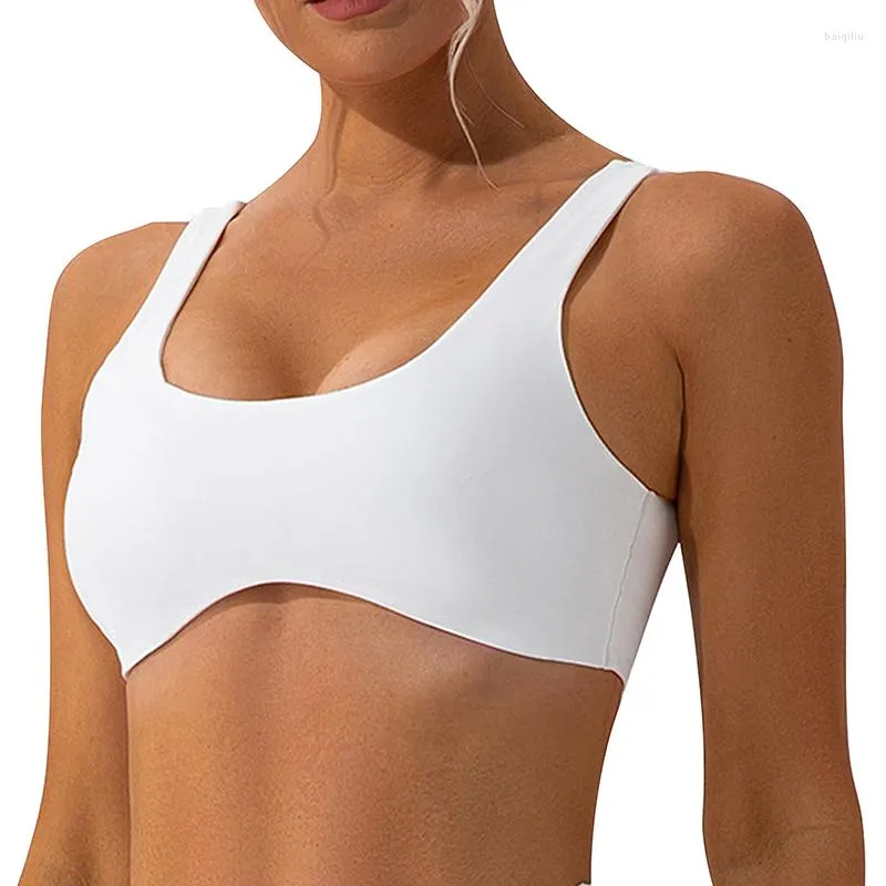 Conjunto de Yoga para mujer, sujetador suave de Color sólido sin anillo de acero, Tops de tubo de respiración, Push Up, deportes, gimnasio, Top corto, sujetador, Fitness, transpirable