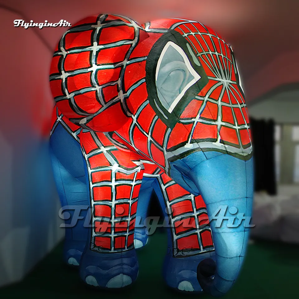 Meraviglioso Grande Palloncino Gonfiabile Elefante Fantastico Modello Animale Cartone Animato Indossa Abito Spider-Man Per Evento