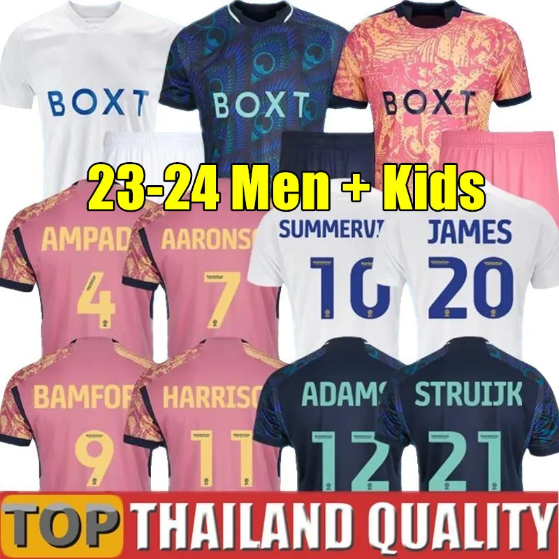 23 24 RODRIGO M COOPER lEEDS voetbalshirts 2023 2024 UNITEDES BAMFORD voetbalshirt fans speler versie SUMMERVILLE ADAMS JAMES GREENWOOD GRIJS Heren Kids Kit tenue