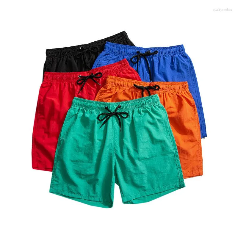 Herren-Shorts, lässig, Board-Stil, japanischer Stil, grün, einfach, Unisex, Paar, Strandmode, bunt, Kordelzug, kurze Hosen, Übergröße