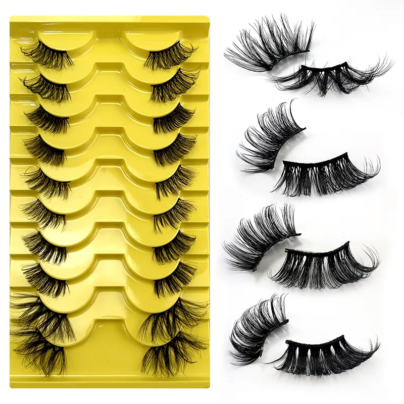 10pairs/set 3d faux mink ögonfransar faux cils ögonvingade fransar naturliga halva fransar cateye falska ögonfransar smink e454