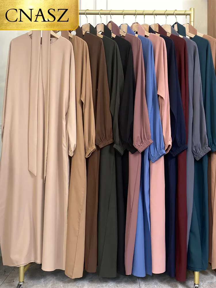 Ropa étnica Selle Estilo simple Vestidos marroquíes Kaftan Turquía Color sólido Golfo Abayas Mujeres islámicas Vestido largo Musulmán Arabia Túnica Ramadán 230808