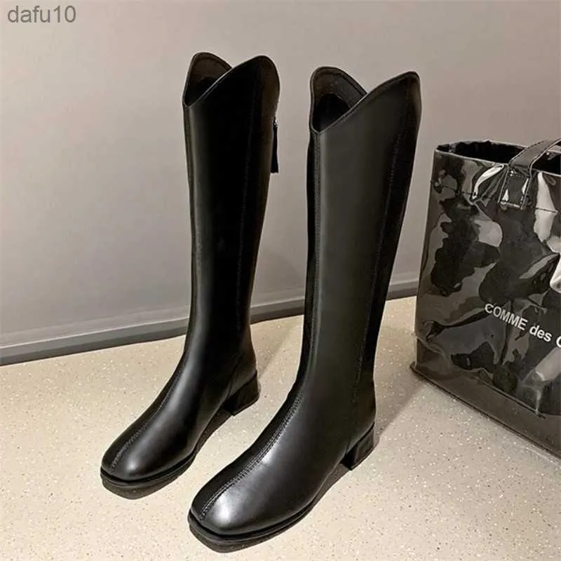 2021 alta qualidade outono e inverno botas femininas novas botas de moda com zíper traseiro botas longas botas altas botas de cavaleiro 34-43 L230704