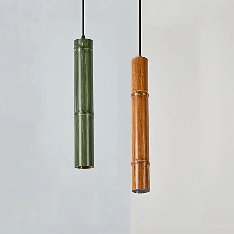 Hängslampor kinesiska zen te rum bambu konstlampa kreativ design liten färsk restaurang 5w aluminium ledd dekorativa pendentljus