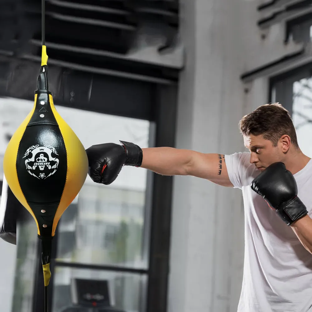 Punching Balls Double End Boxing Dodge Speed Ball PU Leather Inflatable Muay Thai MMA Training Punching Bag Indoor Musculation Sandbag 230808