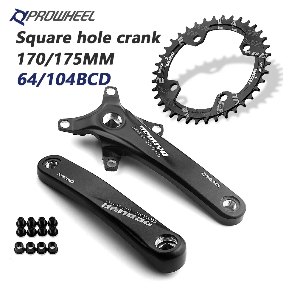 Grupki rowerowe Prowheel rowerowe kwadratowe otwór zębate 104BCD 170175 mm korba 3032343638404244485052t N Trathings MTB Crankset 230808