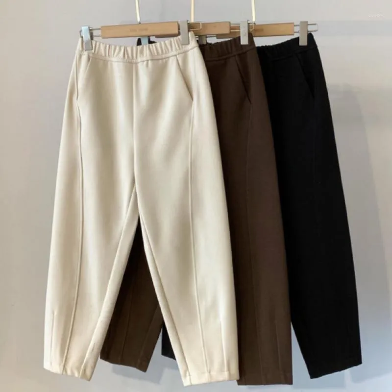 Pantaloni da donna Pantaloni da donna Fluffing Elastico in vita Tempo libero Harem Nero Beige Maglione caffè Pantaloni moda 2023