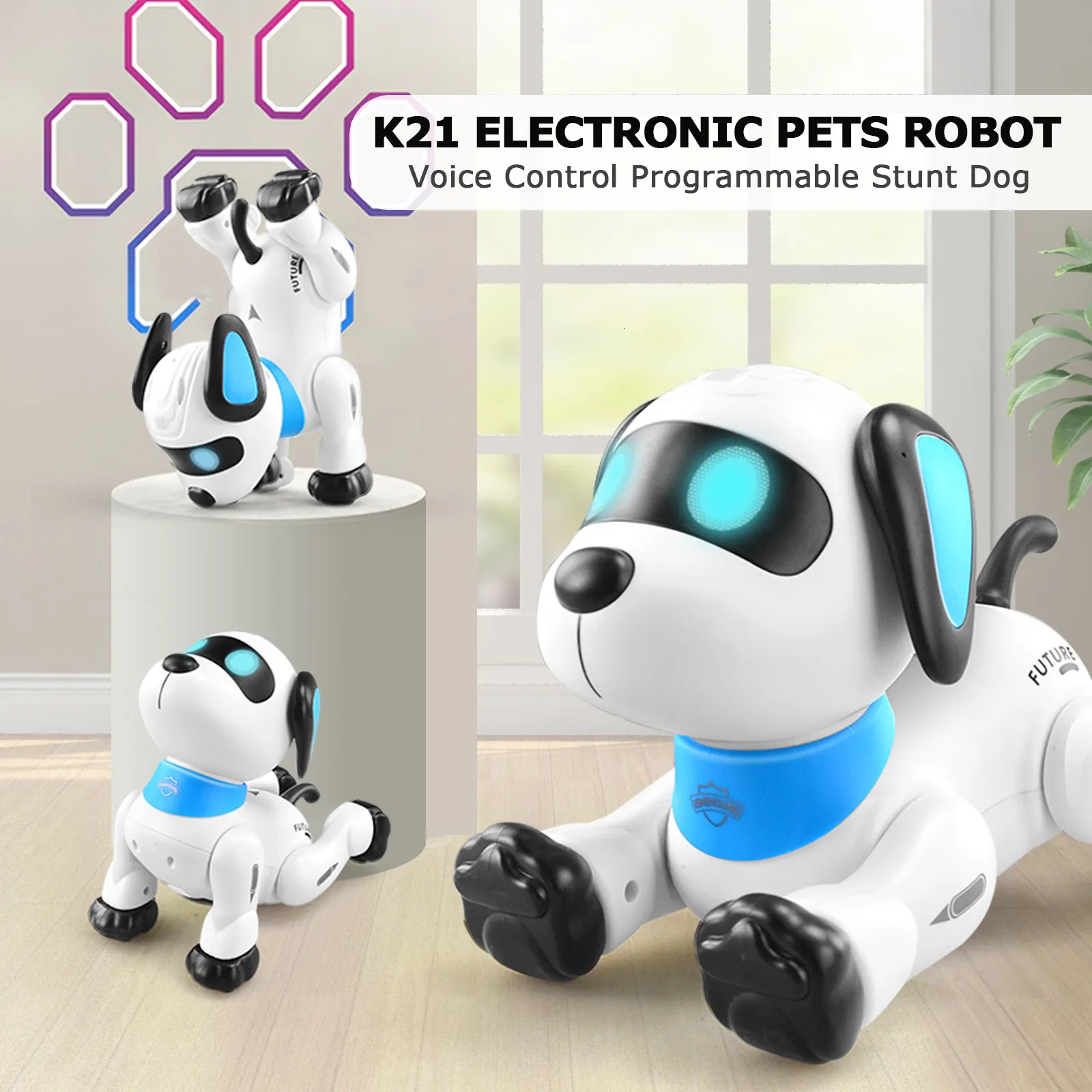 Electric/RC Animals le neng K21 إلكترونية روبوت الكلب ستونت الكلب التحكم عن بُعد روبوت لعبة الكلب التحكم الصوتي في التصويت باللمس.