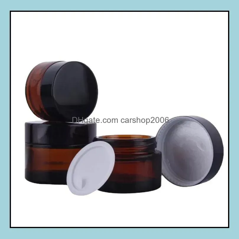 brown amber glass cream bottle jar black lid 5g 10g 15g 30g 50g 100g cosmetic jars packing bottles