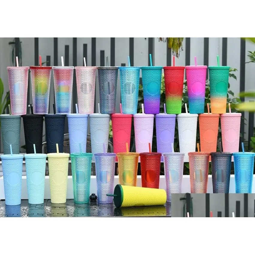 Tumblers 32 Colours с холодными чашками с шипами 24 унции с пластиковыми пластиковыми бутылками с бриллиантами с двойными стенками с двумя стенками.