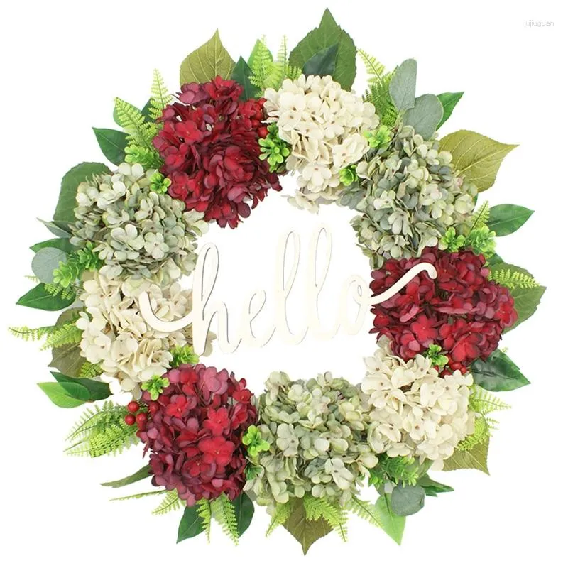 Decorative Flowers Y5LE Spring Hydrangea Wreath Artificial Hanging Wedding Ornament For Garden Yard Front Door Decoration Gift Supplies