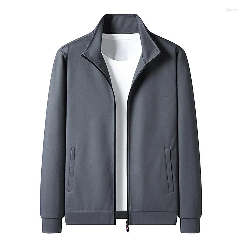 Men's Jackets Men Gray Black Daliy Autumn Outfits Male Turn Down Collar Zipper Opening Basic Coats Plain Color Leisure Wear