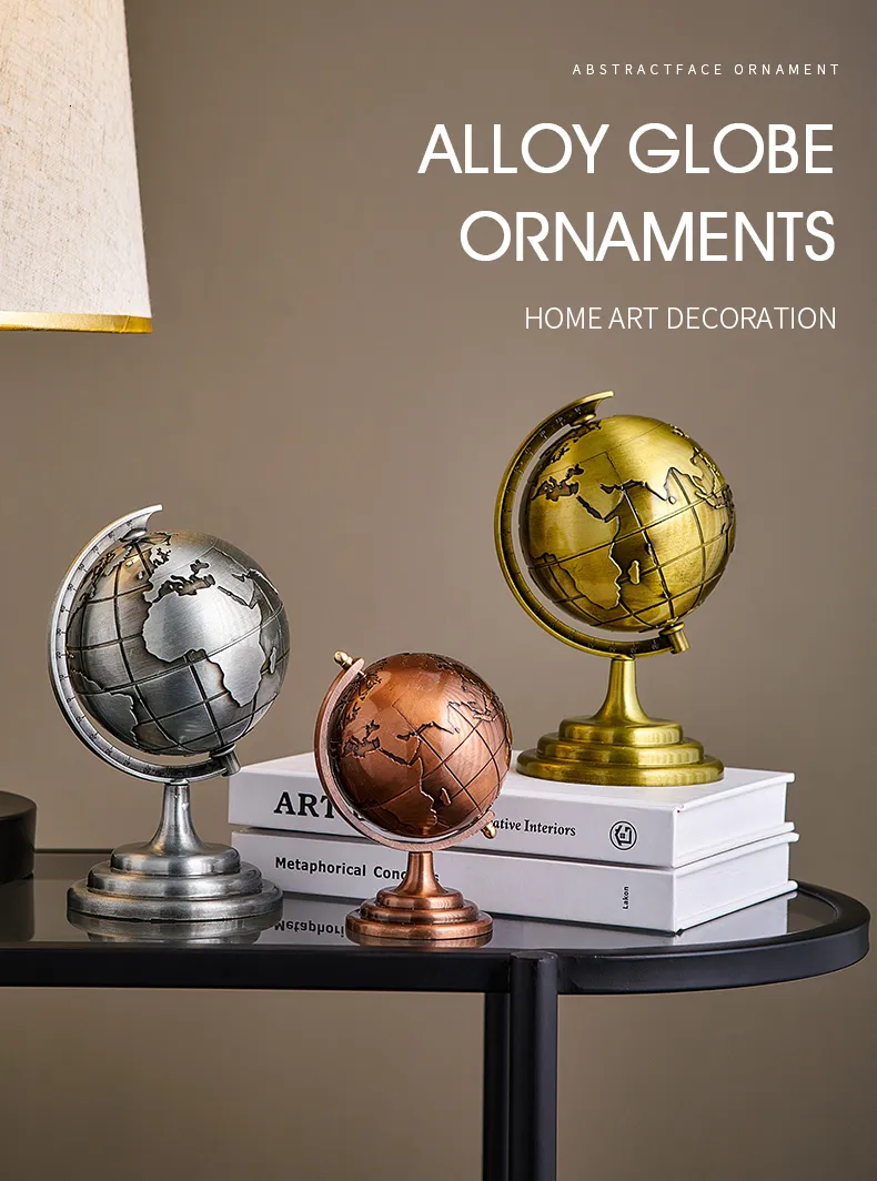 Obiekty dekoracyjne nordyckie luksusowe dekorację domową metalową globę model do salonu ozdoby