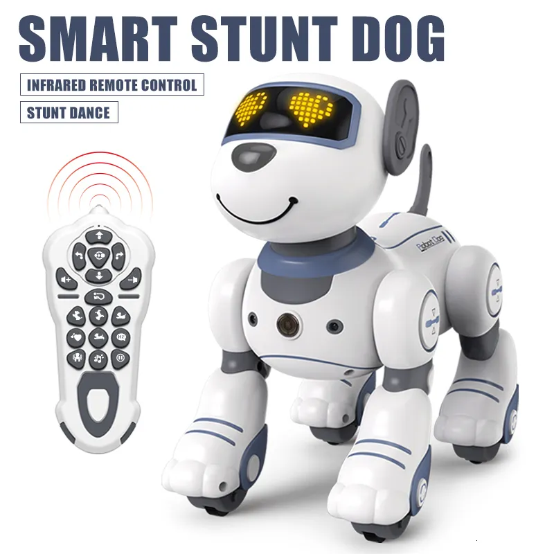 Animais elétricos/rc engraçados RC RC Stunho eletrônico Voice Command Programmable Touch-sense Music Song Robot Dog for Children's Toys 230808