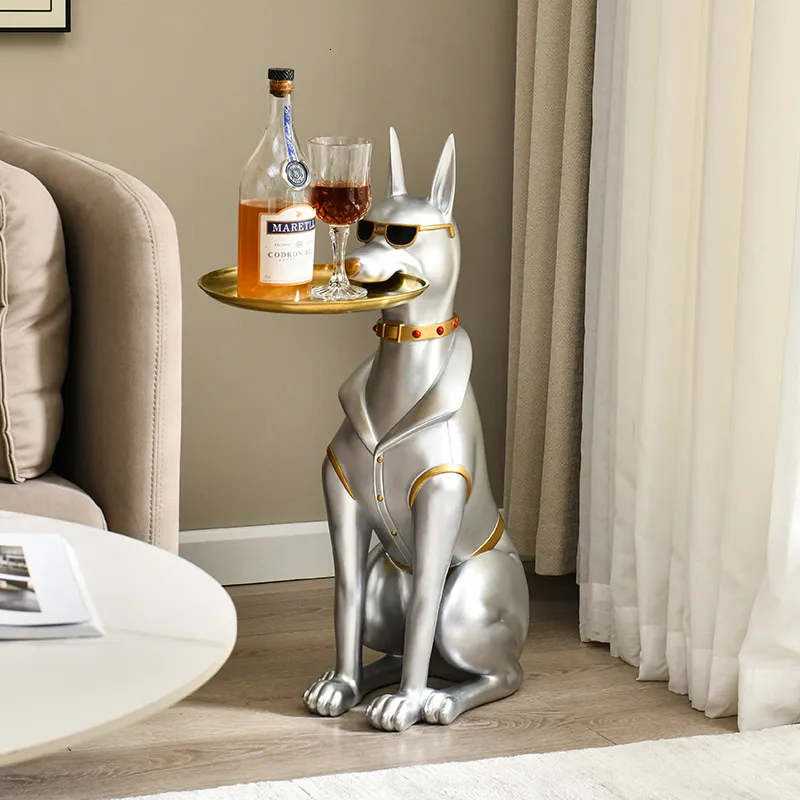 Декоративные предметы статуэтки 3D Дом Декор Доберман Статурок с собаками Портативный кофейный угловой стол гостиной