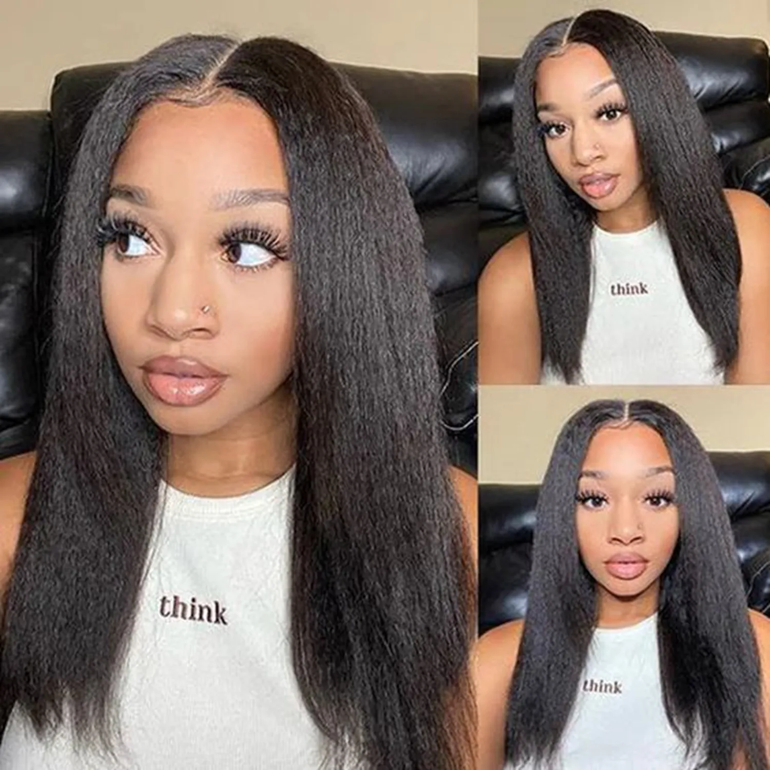 200% Density Kinky Straight Bob Wig 13x4 Lace Frontal Human Hair Wig Pre Plucked with Baby Hair for Black Women Colored Bob Wig