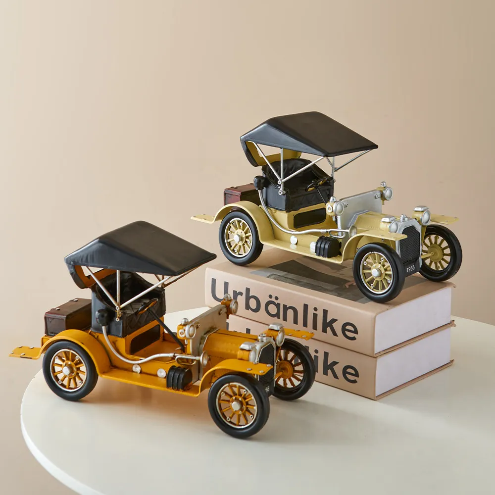 Decoratieve Objecten Beeldjes Vintage Antieke Auto Miniaturen Metaal Ambachten Creatief Woonkamer Decoratie Huis Sculptuur Bureau Ornamenten 230809