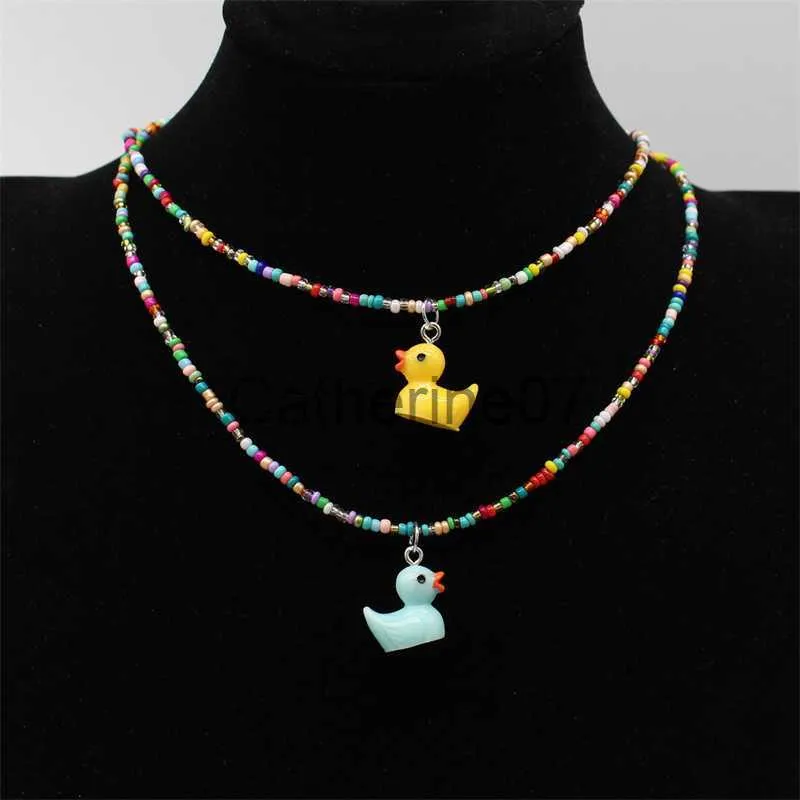 Collane con ciondolo Moda Cute Small Cartoon Little Yellow Duck Charms Collana con ciondolo Collare a catena corta Accessori girocollo fatti a mano Gioielli J230809