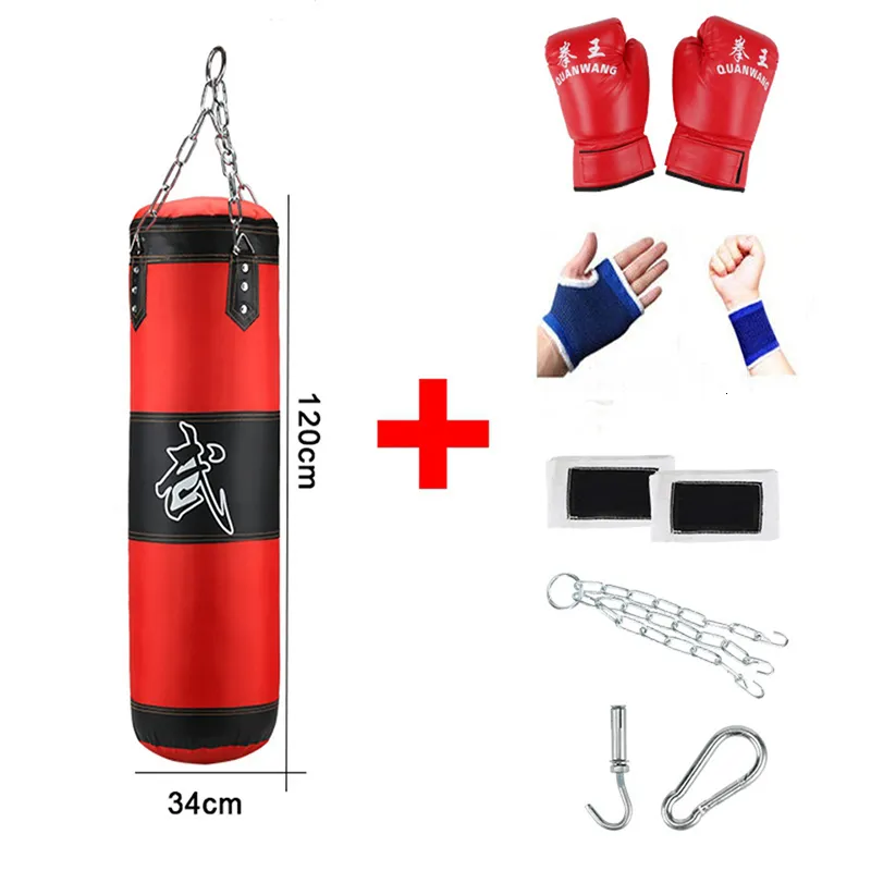 Sand Bag Punching Bag Hanging Boxing Bag With Gloves Hand Wraps
