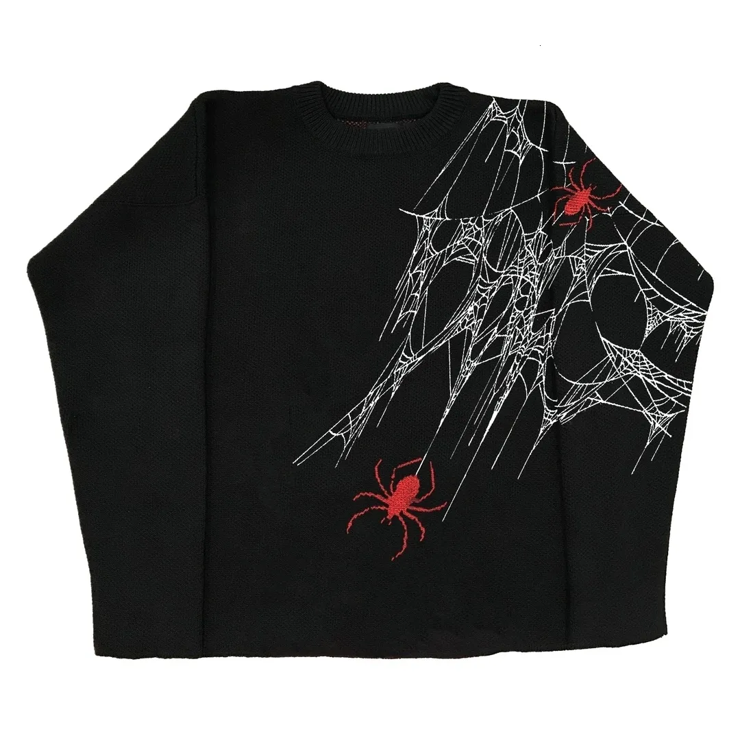 Męskie swetry męskie pulloczy Swetery Spider Paski graficzne damskie dzianiny streetwearne dziewiczy harajuku o szyi dzianinowy odzież 230808