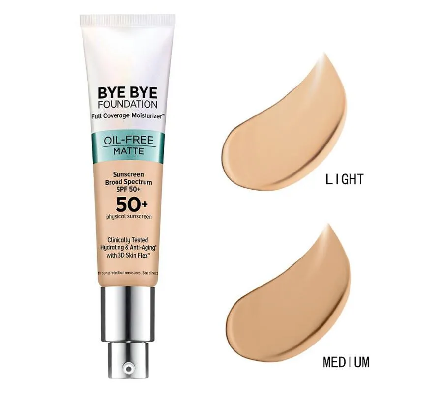 Foundation 30 ml Volledige dekking Moisturizer Hydraterende waterdichte concealer Cream Cosmetics 1FL.oz Skin Care Face Make -up Hoge kwaliteit snel schip