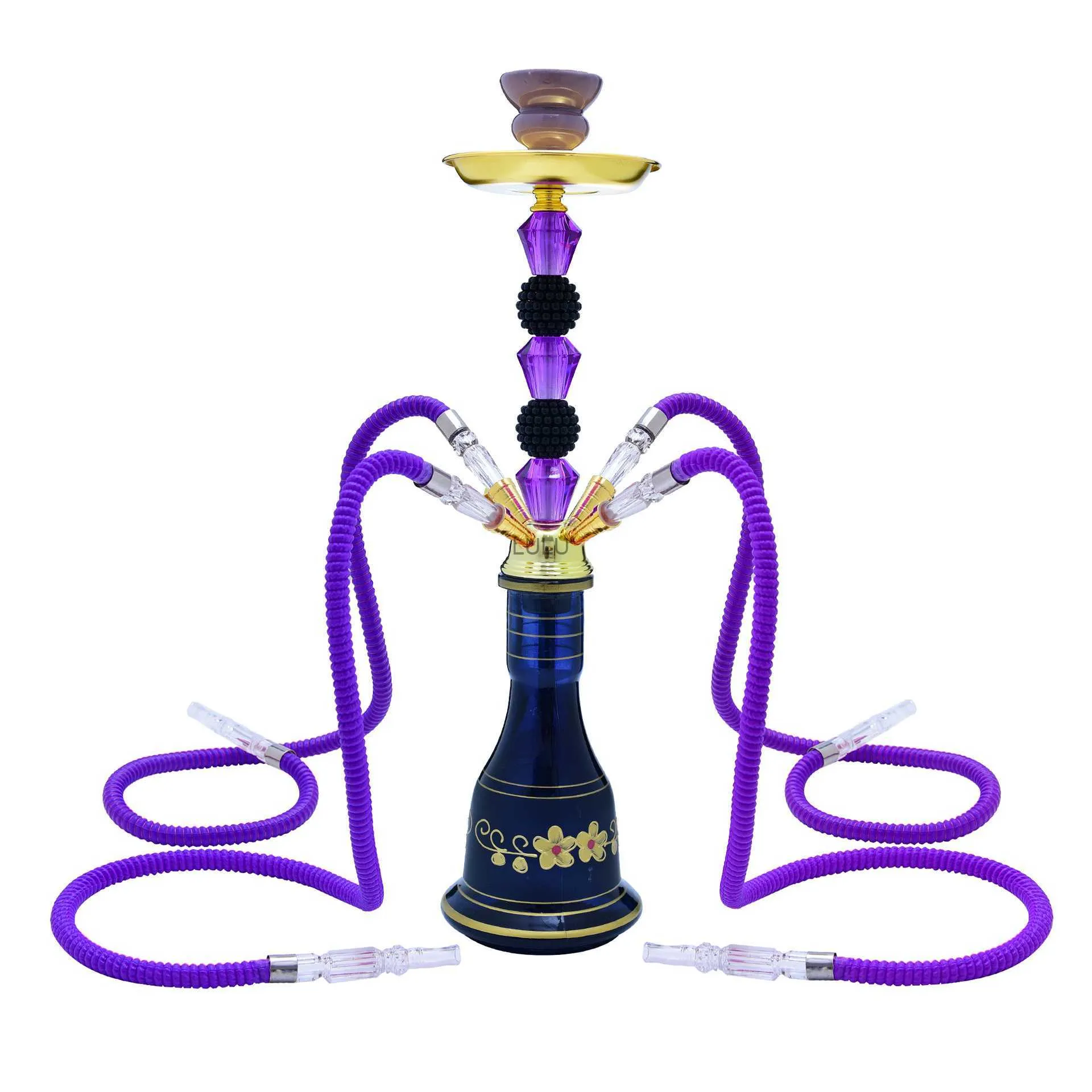 4 Tuyaux Verre Narguilé pour Fumer Shisha Pipe Narguile Completo Hooka Sisha Cachimba Chicha Pipa Nargile Accessoires Bar Club HKD230809