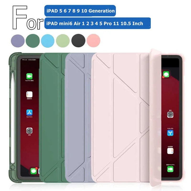 Funda à plis multiples pour iPad 10e 10.9 9e 8e 7e 10.2 6 5 e 9.7 Pro 11 Air 1 2 3 4 Air 5 génération Mini 6 étui porte-stylo HKD230809