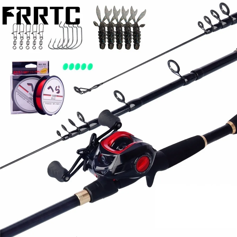 Rod Reel Combo Cannes à pêche télescopiques with19 1BB Baitcasting pour Bass Carp Water Fresh Salt Water Outdoor Travel Tackle 230809