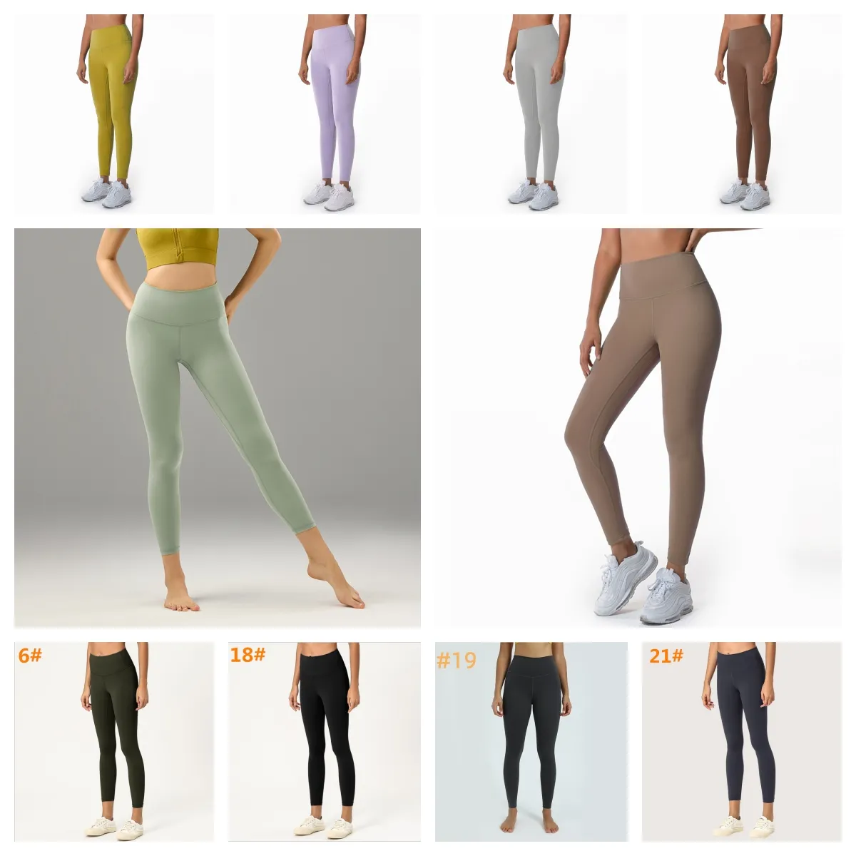 Costumes New Look Matériel nu Pantalons de yoga pour femmes Sports Gym Wear Leggings Taille haute élastique Fitness Lady Collants globaux Entraînement