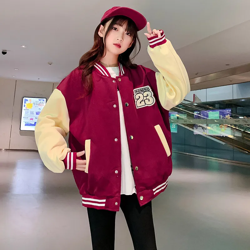 Veste De Baseball Pour Enfants Et Ados - Manteau D'hiver Chaud, Coupe Ample, Avec Poches, Décontracté