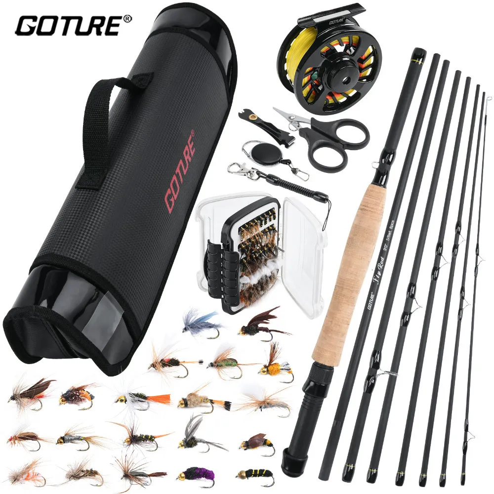 Rod Reel Combo Goture 2 7m 9FT Fly Fishing Set 5 6WT 8pcs Carbon Fiber Portable Travel Feeder with Tackle Bag 230809